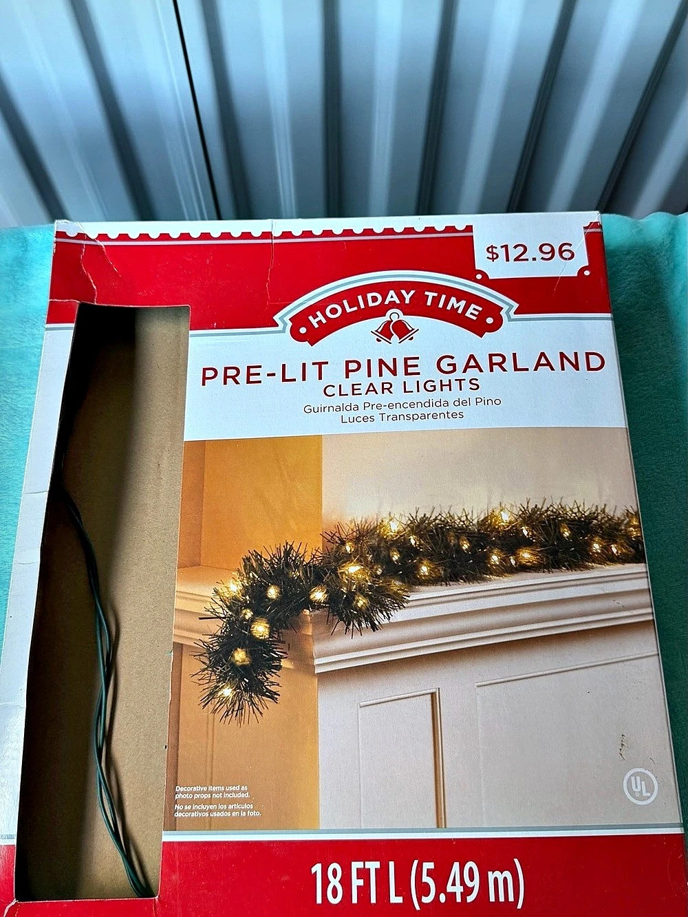 Holiday Time Pre-Lit Pine Garland Clear Lights 18 FT